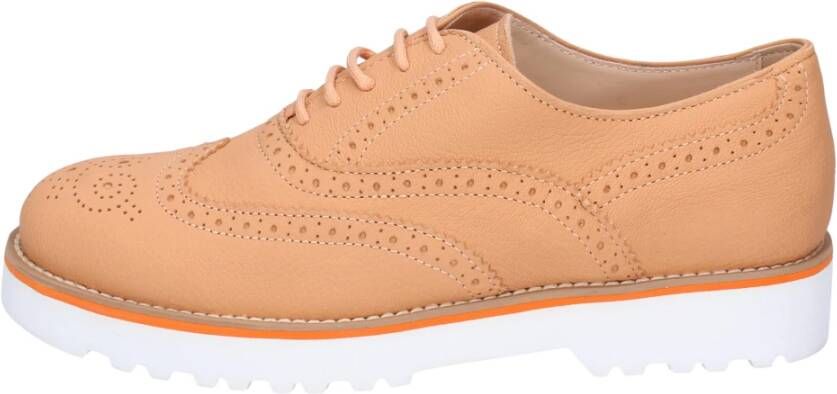 Hogan women's classic leather lace up laced formal shoes brogue h259 , Oranje, Dames