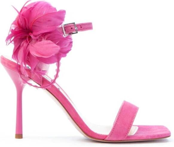 Liu Jo Hakken sandalen met veren , Roze, Dames