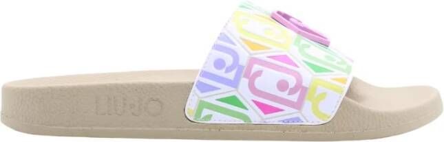 Liu Jo Slippers met monogramlogo , Beige, Dames