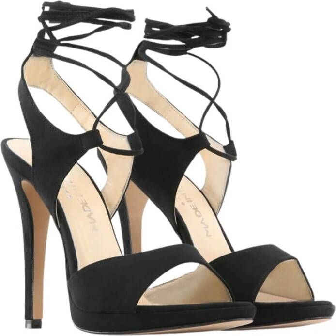 Made in Italia Zwart leer hoge hakken , Zwart, Dames