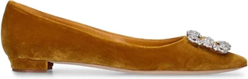 Manolo Blahnik hangisi suede flats , Geel, Dames