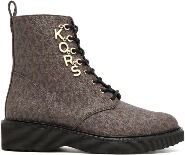 Michael Kors Haskell Monogram Logo Boots , Bruin, Dames