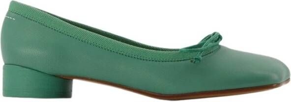 MM6 Maison Margiela Ballet Pumps in Green Leather , Groen, Dames