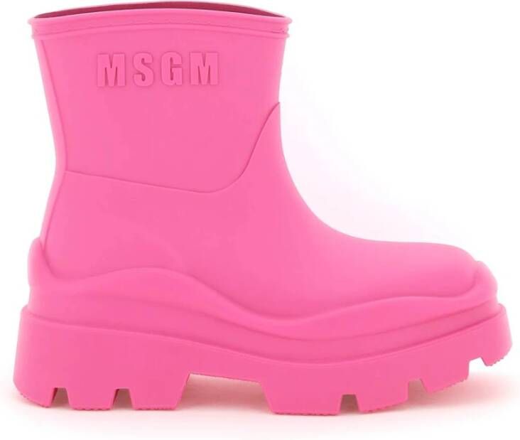 Msgm Rainboots with logo , Roze, Dames
