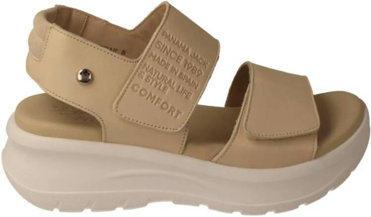 Panama Jack Flat Sandals , Beige, Dames