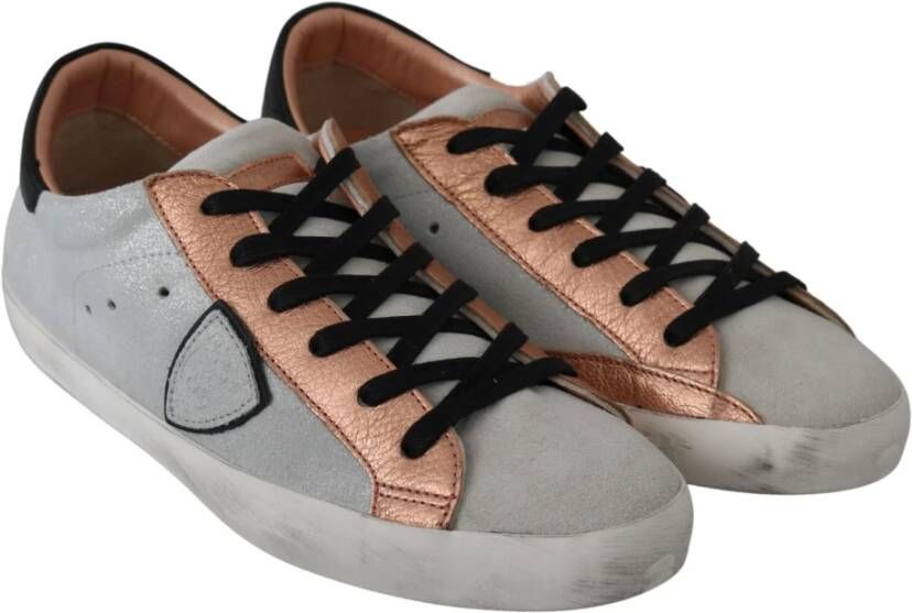 Philippe Model Gray Rose Leather Casual Sneakers schoenen , Grijs, Dames
