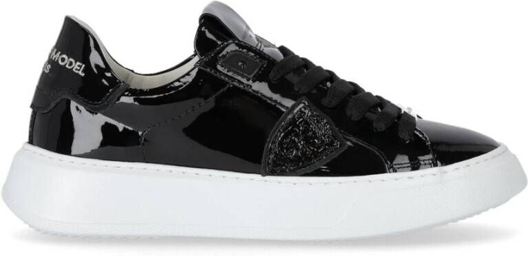 Philippe Model Tempel Zwart Patt Leather Sneaker , Zwart, Dames