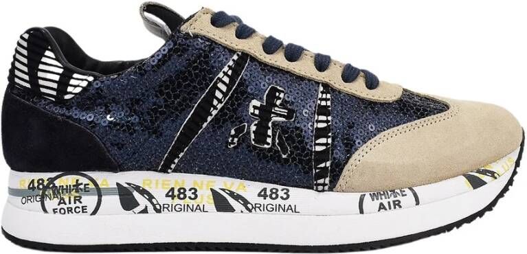 Premiata Logo Patch Sneakers , Blauw, Dames