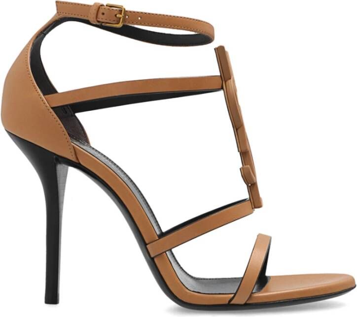 Saint Laurent Sandalen met hoge hakken , Bruin, Dames