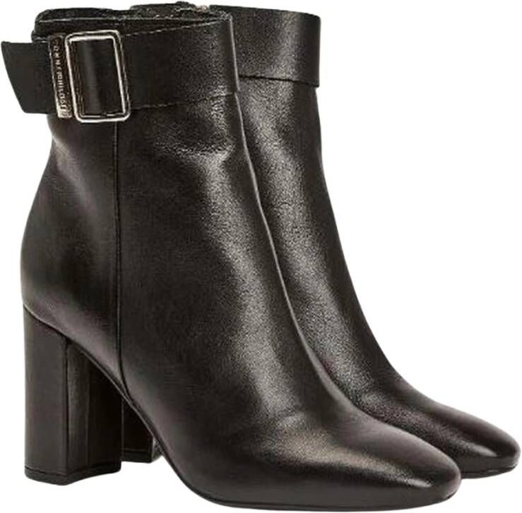 Tommy Hilfiger Enkellaars van leer met crocostructuur en gespdetail