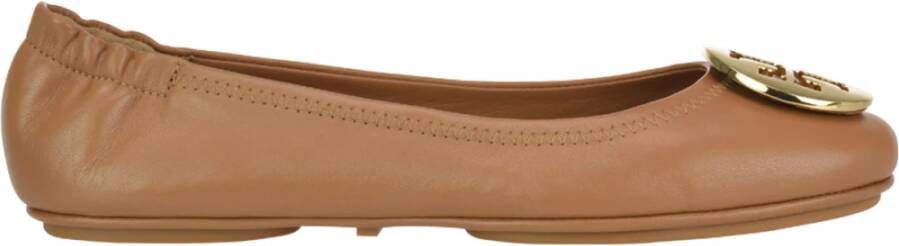 TORY BURCH Minnie Travel Ballet Flat , Bruin, Dames