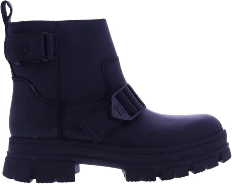 Ugg Ashton korte laars voor Dames in Black,, Leder