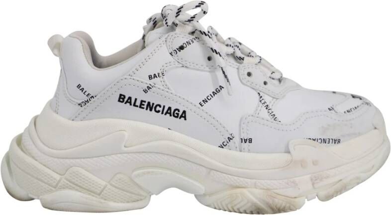 Balenciaga Vintage Voldoende Triple S Sneakers Alllover logo , Wit, Dames