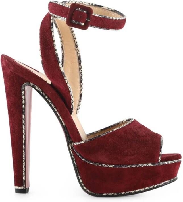 Christian Louboutin Burgundy Suede Loulou Dance Platform Sandals Christian Louboutin Pre owned, Rood, Dames