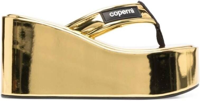 Coperni Branded Wedge Sandals , Geel, Dames