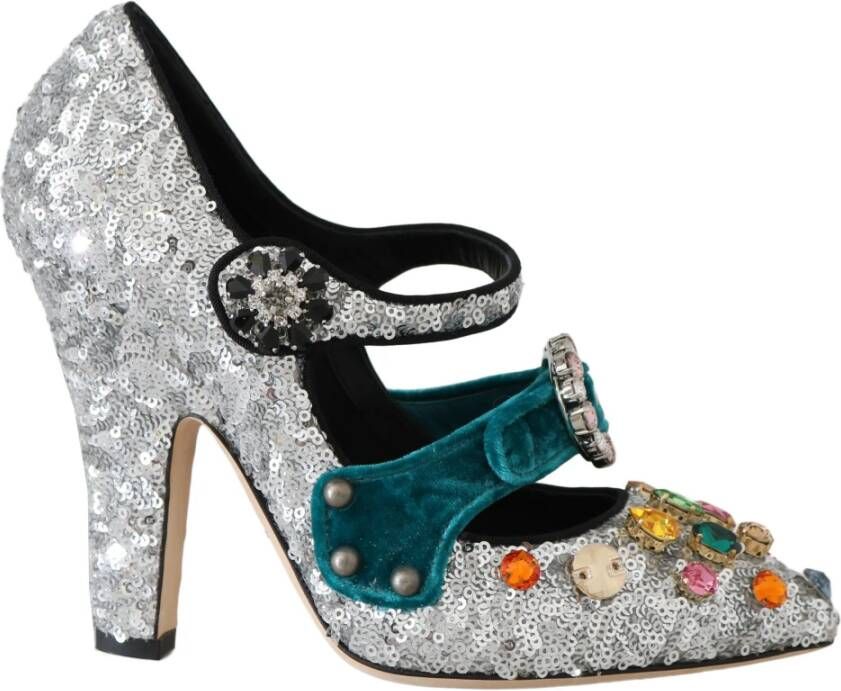 Dolce & Gabbana Crystal Mary Janes Pumps , Grijs, Dames