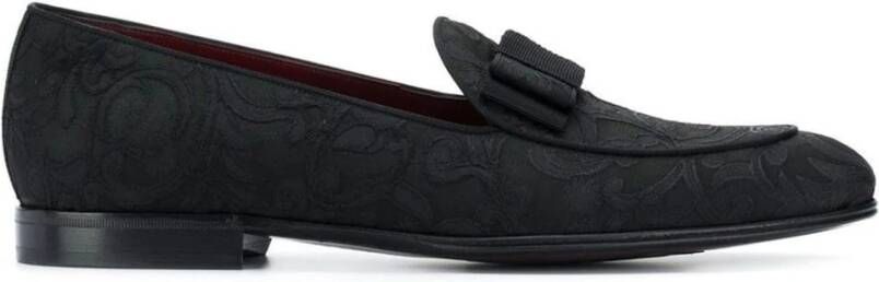 Dolce & Gabbana Jacquard slippers met bow tie detail , Zwart, Heren