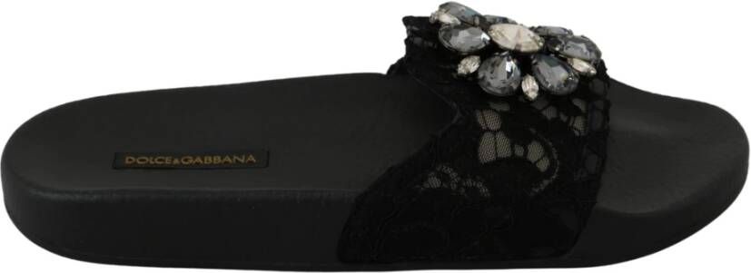 Dolce & Gabbana Lace Crystal Beach schoenen , Zwart, Dames