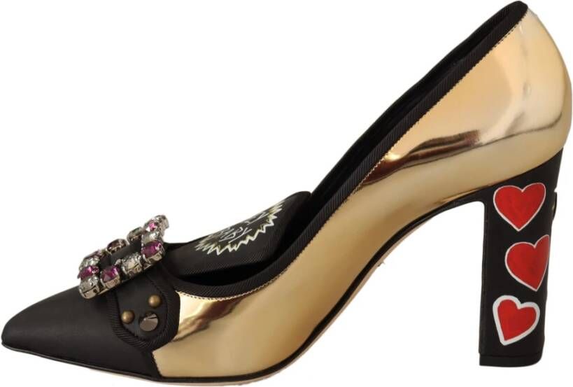Dolce & Gabbana Leer Crystal Heart Pumps , Geel, Dames