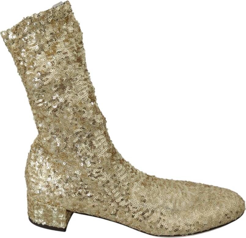 Dolce & Gabbana Lovertjes enkelhoge laarzen , Geel, Dames