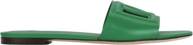 Dolce & Gabbana Bianca lederen dia`s , Groen, Dames