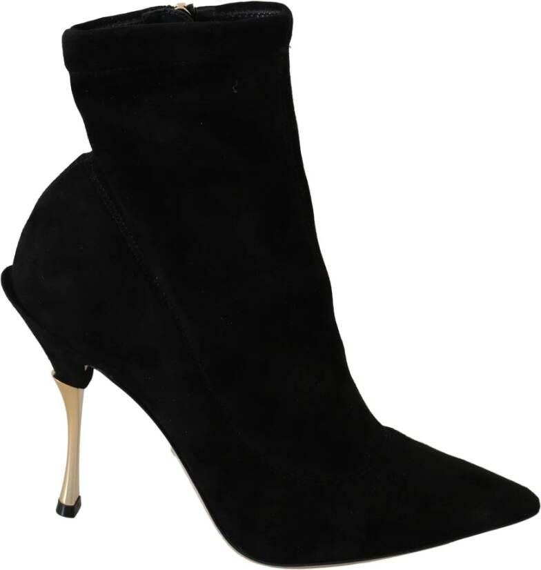 Dolce & Gabbana Suede Heels Ankle Boots Shoes , Zwart, Dames