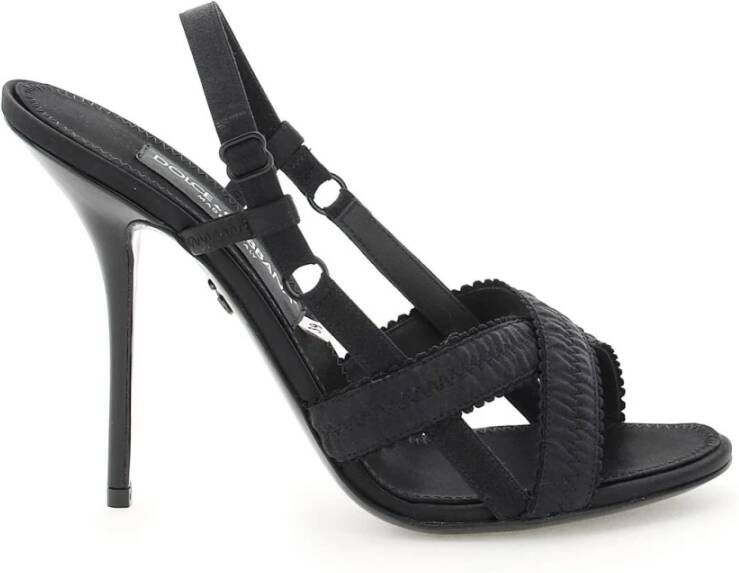 Dolce & Gabbana Satijnen sandalen , Zwart, Dames