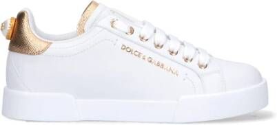 Dolce & Gabbana Portofino Sneakers With Lettering , Wit, Dames