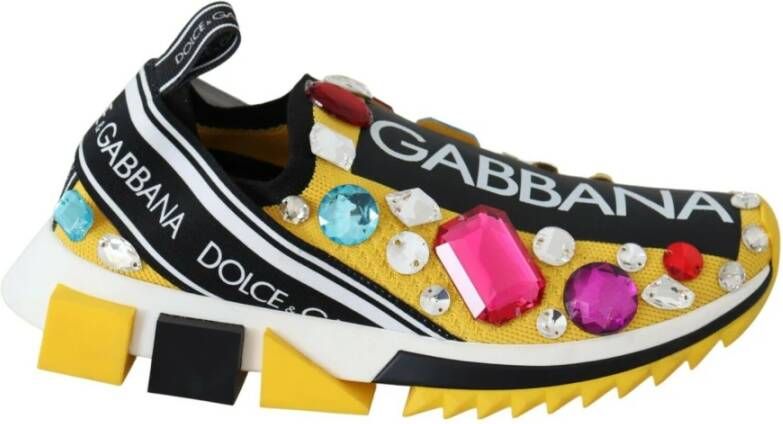 Dolce & Gabbana Verfraaide sneakers , Geel, Dames