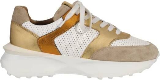 Dwrs Perth Sneakers Suede Metallic , Geel, Dames