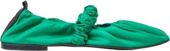 Ganni Zachte vierkante teen scrunchie ballerina flats , Groen, Dames