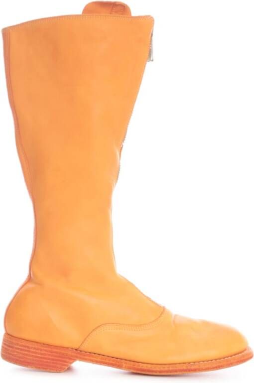 Guidi Voor zip leger laarzen zool leer , Oranje, Dames