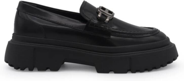 Hogan Logo Buckle Platform Loafers , Zwart, Dames