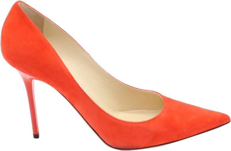 Jimmy Choo Romy High Heel Stiletto Pumps in Orange Suede Jimmy Choo Pre owned, Oranje, Dames
