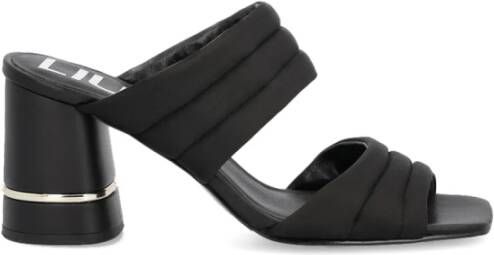 Liu Jo Gewaagde satijnen sandalen met hiel , Zwart, Dames