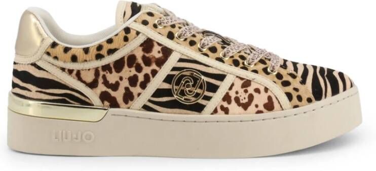 Liu Jo Pony effect dier print sneakers , Beige, Dames