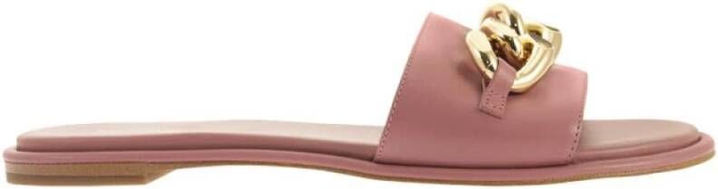 Michael Kors Scarlett Leather Slide with Chain Link , Roze, Dames