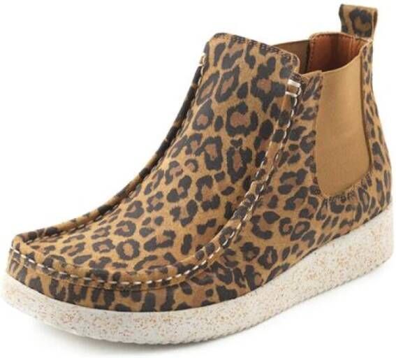 Nature Footwear Ester suède laarzen luipaard , Bruin, Dames