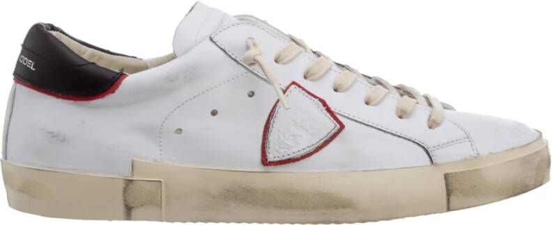 Philippe Model Prsx Veau Blanc Rouge Sneakers , Wit, Heren