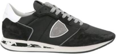 Philippe Model Logo Patch veter up sneakers , Zwart, Heren
