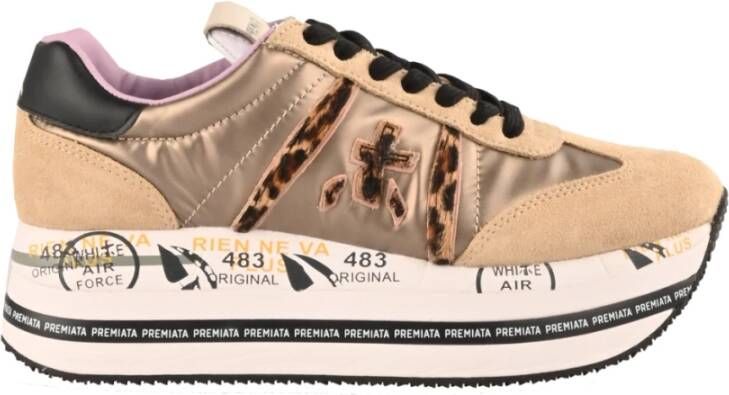 Premiata Gouden sneakers toegekend , Beige, Dames