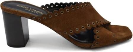 Saint Laurent Teenslippers & Sliders , Bruin, Dames