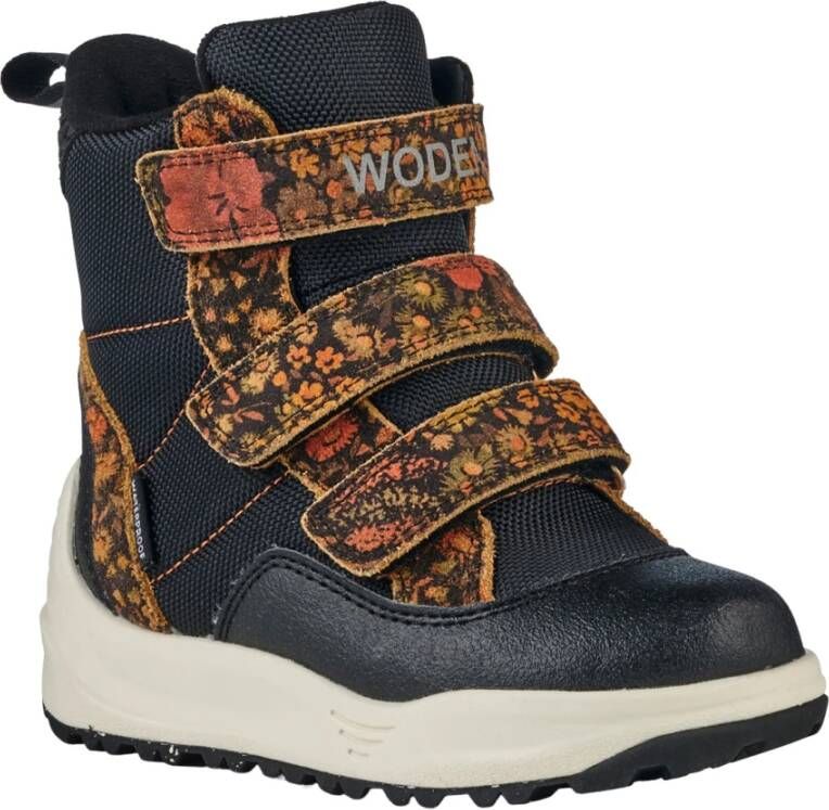Woden Adrian Boot Print Black Flower , Blauw, Heren