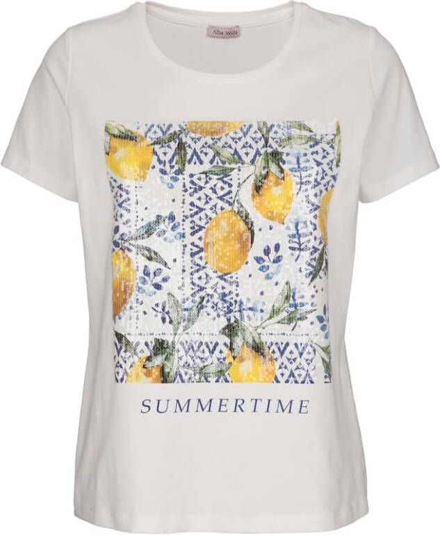 alba moda Shirt met modieuze print Offwhite/Geel