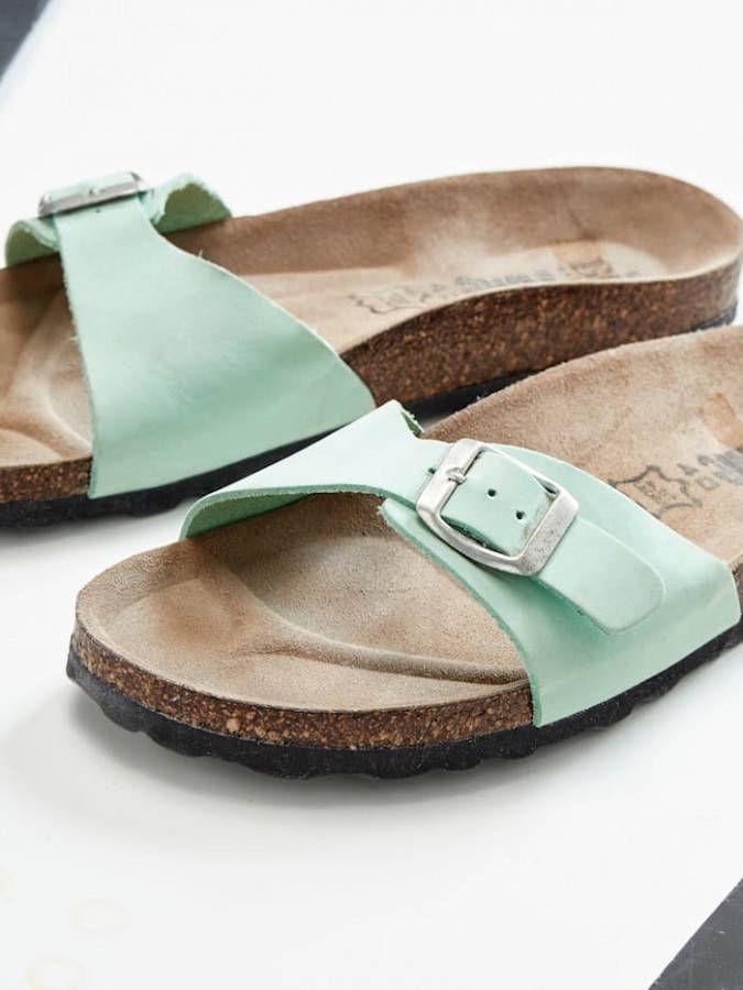 MONA Muiltje van zacht nubuckleer Mint