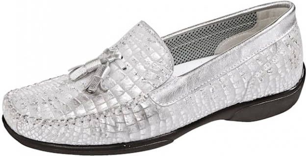 Naturläufer Mocassin met de hand genaaide naad Zilverkleur