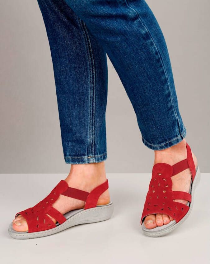 Naturläufer Sandaaltje met elastische inzetten opzij Rood