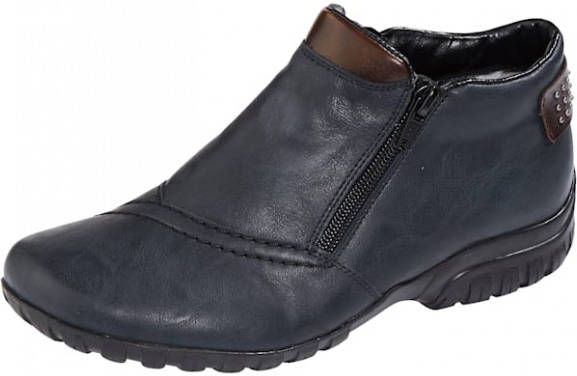 Rieker Enkellaarsje met klinknageltjesapplicatie Blauw/Cognac