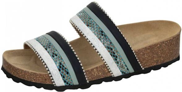 Studio W Muiltje van gedessineerd softmateriaal Mint/Wit/Zilverkleur