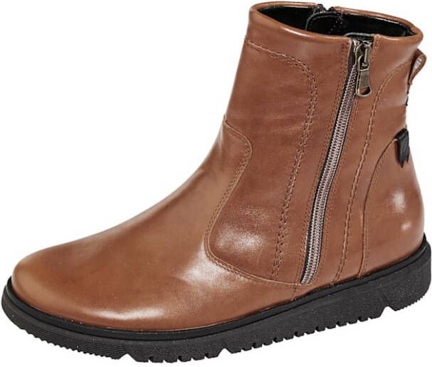 Waldläufer Enkellaarsje met rits aan beide kanten Cognac